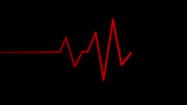 Heartbeat flatline, Cardiogram cardiograph. Suitable for medical presentations, websites, and educational materials about heart health. Shows a red graphic heart rhythm monitor.