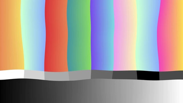 Vibrant color bars and grayscale pattern for video signal calibration and display testing purposes