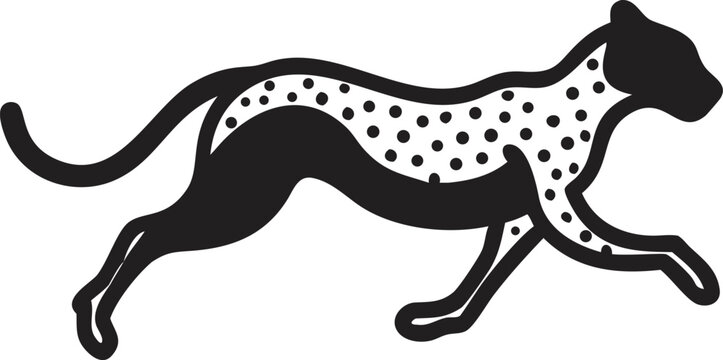 Running spotted leopard cheetah silhouette representing fast big cat predator speed vector icon
