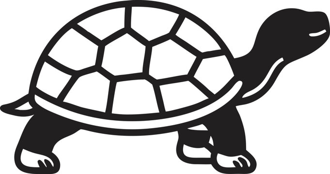 Turtle tortoise silhouette with decorative hexagonal shell puzzle pattern representing long life vector icon