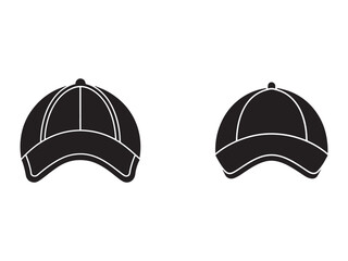 Fototapeta premium Blackandwhite illustration of two baseball caps with white outlines side by side on clean white background