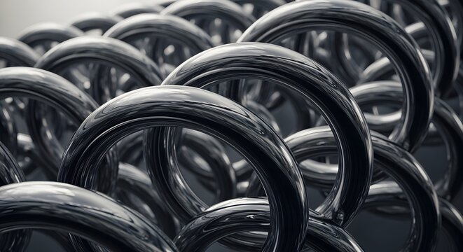 Abstract dark metallic spring coil chain cluster backdrop