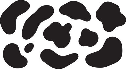 Abstract liquid organic shapes set black cow print blobs isolated on white background © Sabbir