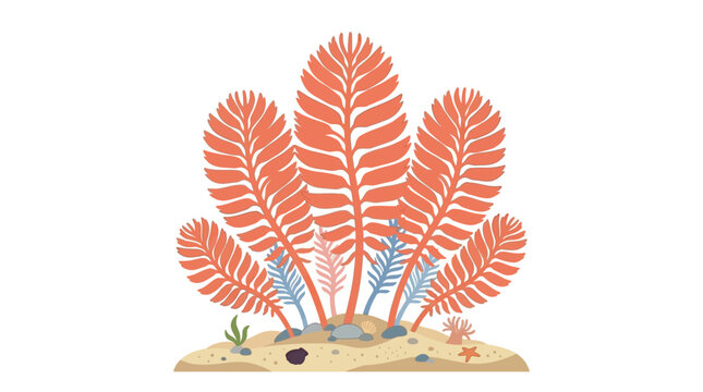 Vibrant Coral Reef Sea Fan Illustration.