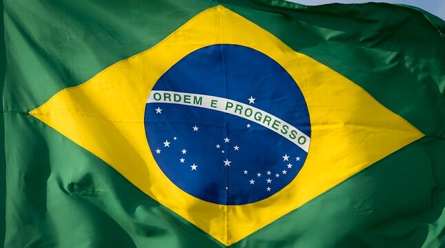 Brazilian flag waving outdoors national symbol of brazil