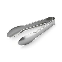 Fototapeta premium A pair of shiny metal tongs rests on a clean surface indoors.