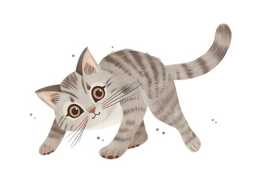 Tabby kitten tiping cat animal mammal.