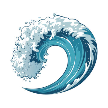 A large blue ocean wave with white foam cresting on top