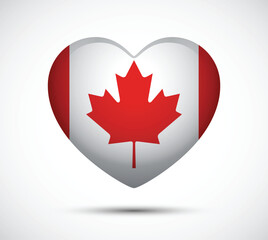 Obraz premium Heart Shape with Canadian Flag Design Symbolizing Love for Canada