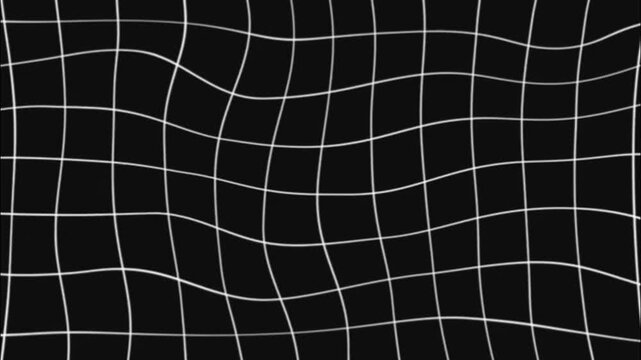 The grid lines move in a smooth, constant wavy motion (a wavy, distorted effect), creating a hypnotic, abstract, and minimalist visual effect.