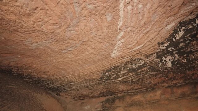 Ancient sandstone cave ceiling texture and rock formation