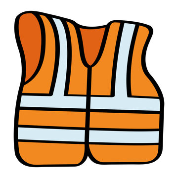 Safety Vest Reflective Workwear for Construction Worker doodle color filled line