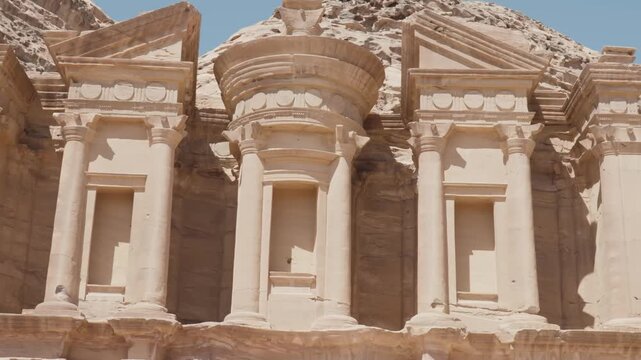 Ancient Ad Deir Monastery monument facade in Petra Jordan