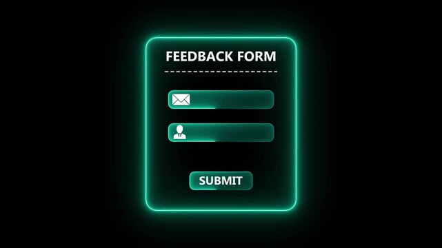 Green feedback form interface concept on the transparent background. Perfect for user opinion, online survey response and customer rating animation