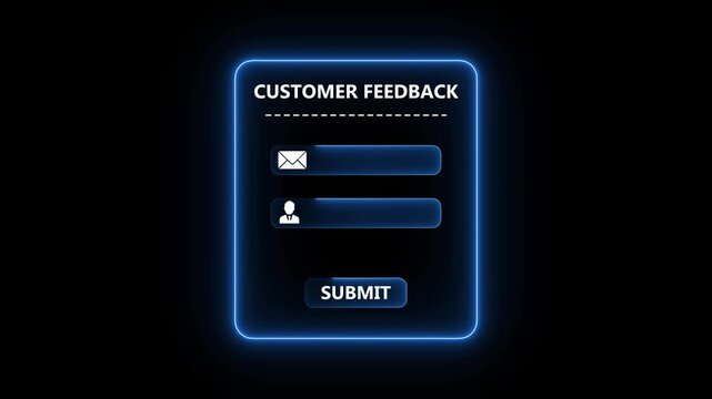 Blue customer feedback interface concept on the transparent background. Perfect for client review, service rating form and digital response animation
