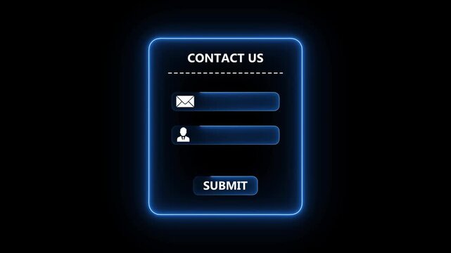 Blue contact us interface concept on the transparent background. Perfect for online support, customer message form and website communication animation
