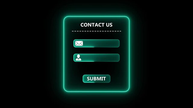 Green contact us interface concept on the transparent background. Perfect for customer support, online inquiry form and website communication animation