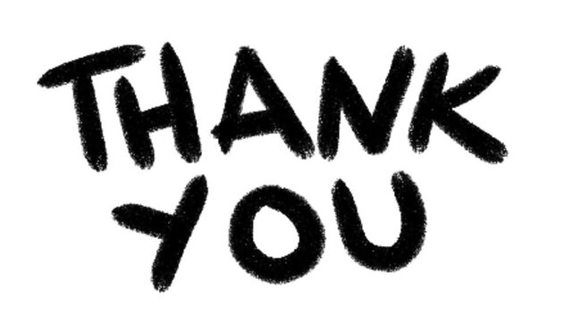 Handwritten 'THANK YOU' message in bold black brush strokes on a clean white background, conveying appreciation and gratitude
