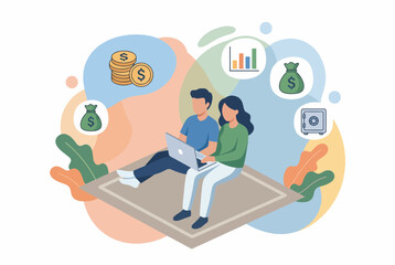 Obraz premium Couple Managing Household Budget and Real Estate Taxes