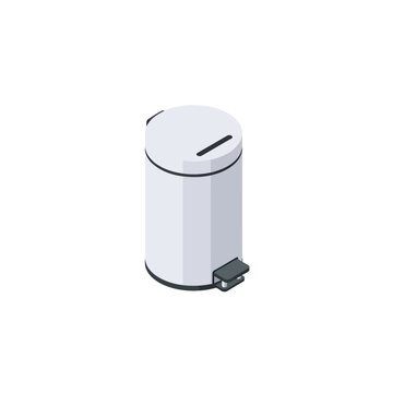 Modern white pedal trash can for home equipment