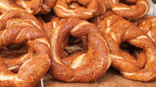 Fresh simit made in Istanbul at local market