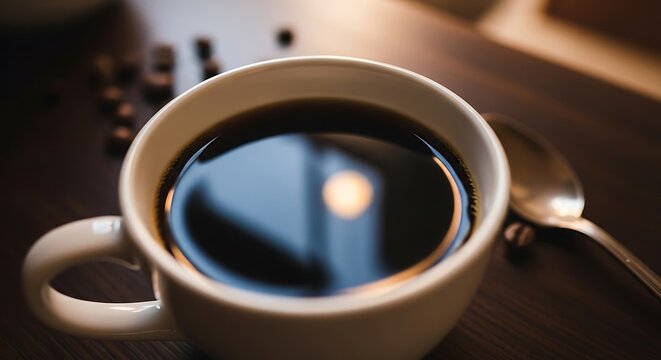 Close up of a coffee cup with latte art.