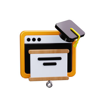 online course 3d render icons