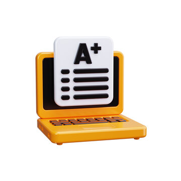 online exams 3d render icons