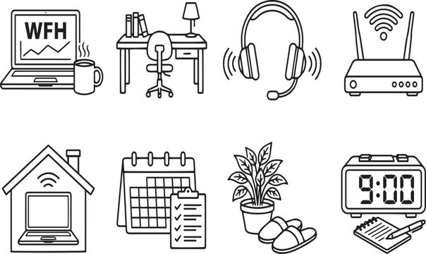 Hand Drawn Business and Web Design Icon Set Vector Illustration