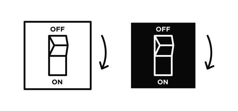 Light switch off vector icon set black filled and outlined style.