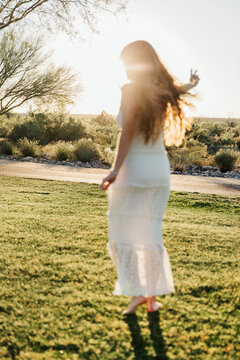 girl dancing in a desert park