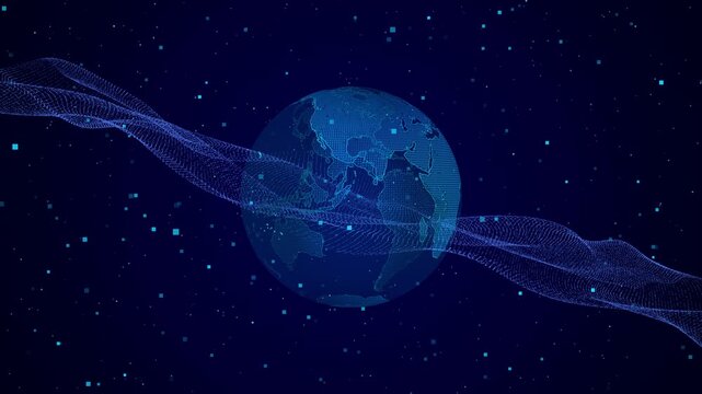 Global World Network Telecommunication Earth, Cyber Technology Internet Business Video Background