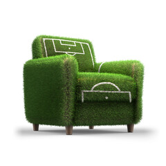 Naklejka premium Armchair Upholstered with Green Grass and Football Field Markings