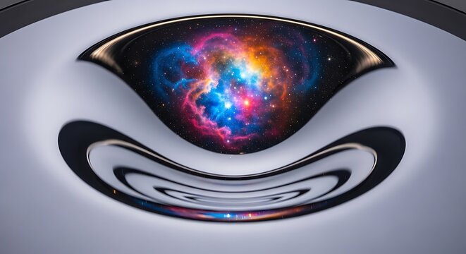 Abstract colorful swirling galaxy in a bowl.