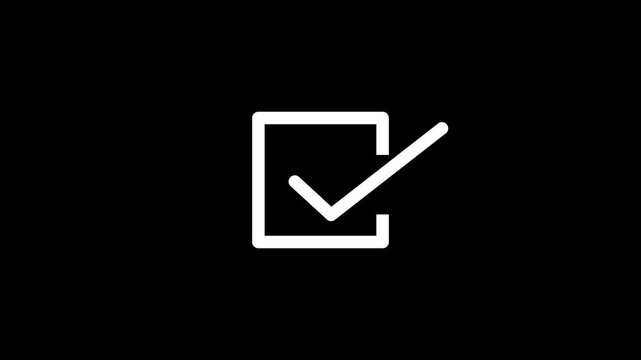 Simple Check mark icon, positive tick symbol of approved, success, confirm concept animation on black background.