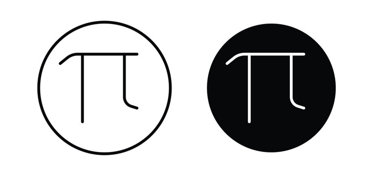 Pi vector icon set black filled and outlined style.