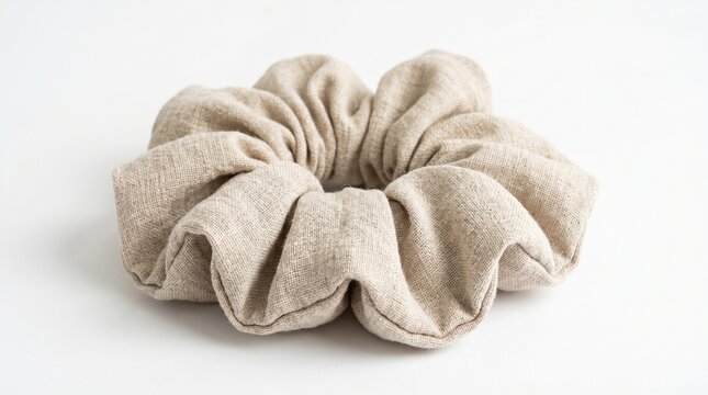 oversized fabric scrunchie isolated on clean background representing fashionable hair accessory, soft textile design and modern beauty lifestyle concept