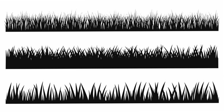 Grass blade silhouettes three variations on a white background
