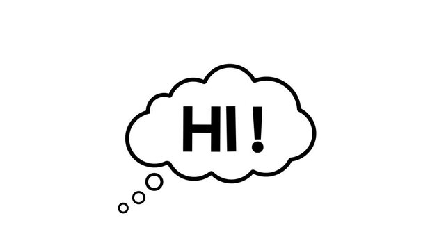 Hi Hello Chat Bubble Cloud Comic Cartoon Animation 4K