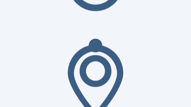 A graphic illustration of a location pin icon on a white background