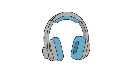 Fototapeta premium Blue and grey over-ear wireless headphones icon.