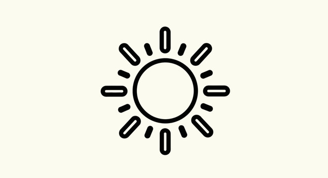 Black sun icon with dot and dash rays.