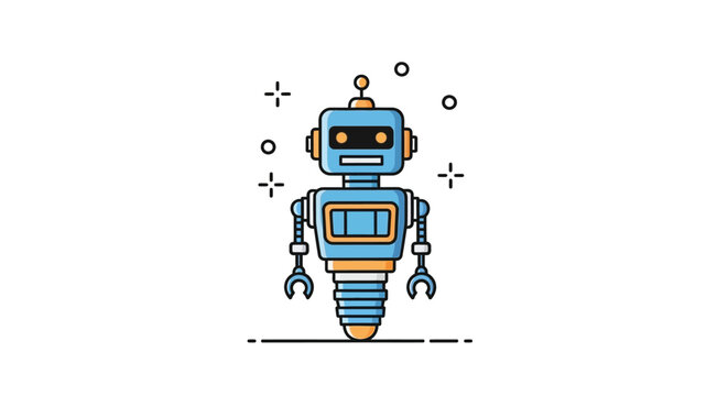 Blue and orange single-wheeled robot character icon.