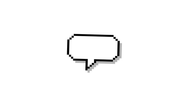 Pixel art style empty chat speech bubble animation on chroma key green screen background, 4k loopable video resolution.