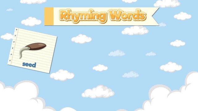 Educational Rhyming Words Animation with Seed Weed Reed and Breed