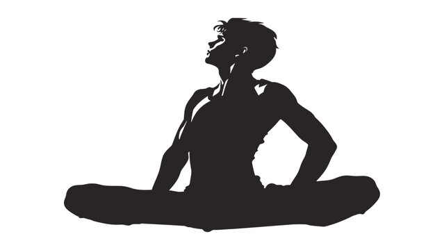 Yoga practitioner silhouette performs a seated stretching pose to improve flexibility and mindfulness.