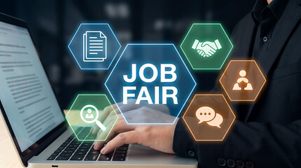 Fototapeta premium Digital Job Fair Platform for Recruitment Networking and Talent Acquisition Success