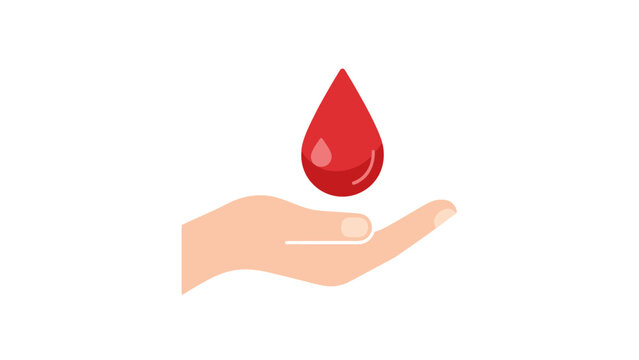 Red Blood Drop on Hand.