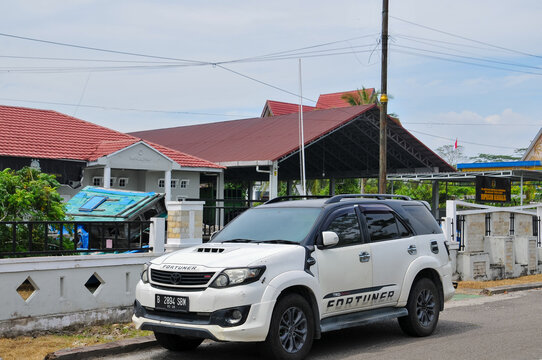 White Large SUV Toyota Fortuner TRD Sportivo Parked Sideways on an Urban Street on june 9 2026
