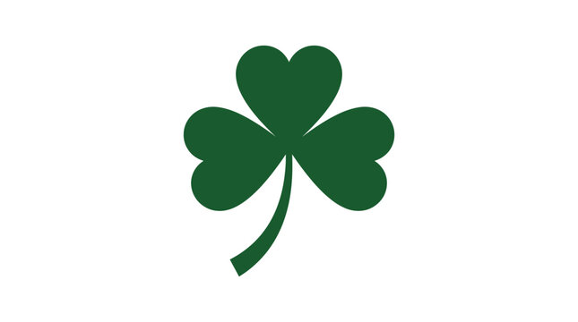 Vibrant green shamrock clover leaf illustration representing Irish cultural heritage and traditional luck symbols designed with clean minimalist lines and a bold solid aesthetic to create a festive vi